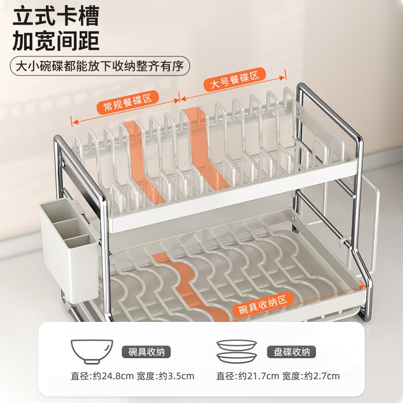 碗盘沥水架家用厨房多功r能不锈钢碗架台面放碗碟收纳碗筷置物架