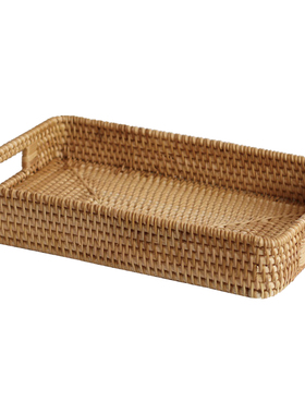 藤编收纳托d盘水果篮客厅长方形家用果盘面包蔬菜柳编收纳筐 茶盘