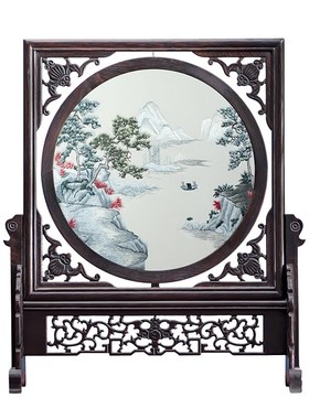 手工双面绣刺绣j摆件屏风客厅装饰画苏绣中式工艺品台屏礼品礼物