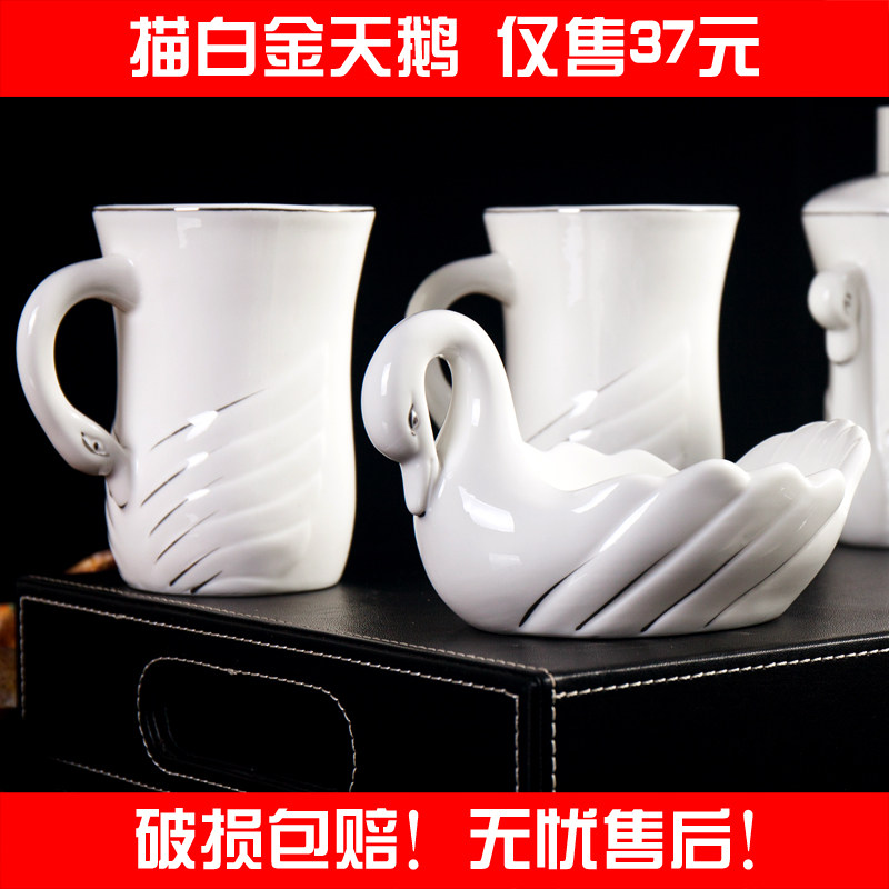 包邮陶瓷卫浴五件套欧p式漱口杯新婚套装创意洗漱浴室用品5件托盘
