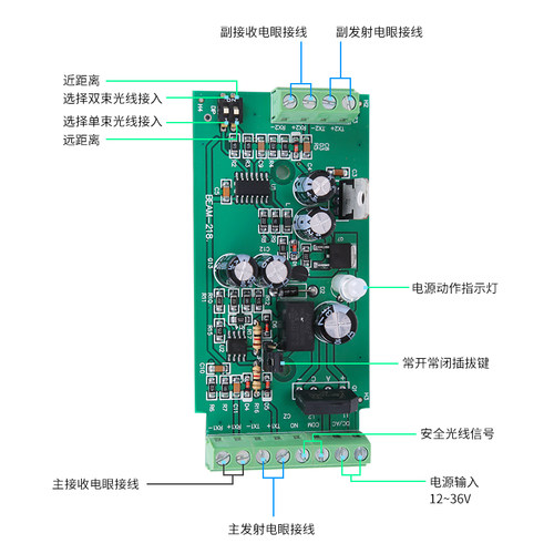 安全光线218E自m动门防夹安全光线电眼头感应器对射红外线单双束