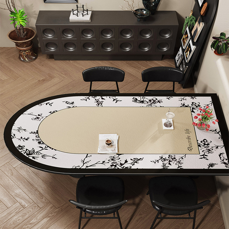 岛台餐桌垫半椭圆防水防油v防烫免洗硅胶垫岩板桌布饭桌轻奢半弧