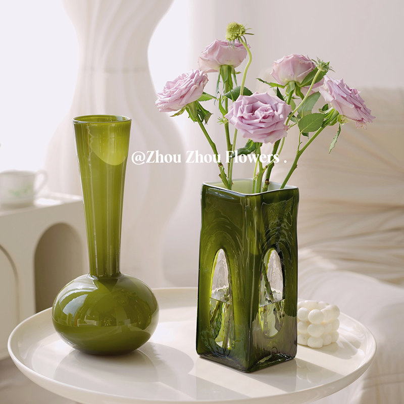 中古琉璃花瓶高级感客厅装饰摆件水培H插花民宿软装法式轻奢装饰,家居饰品,花瓶,淘宝优惠券,粉丝福利购,淘宝优惠卷