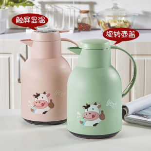 智能测温保温壶家用暖开水壶大容量办公室P热水瓶真空玻璃内 欧式