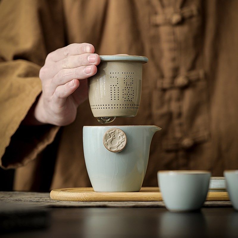 汝窑旅行茶具套装k茶壶快客杯便携式泡茶具茶杯茶盘茶叶罐一壶四,餐饮具,旅行茶具,淘宝优惠券,粉丝福利购,淘宝优惠卷