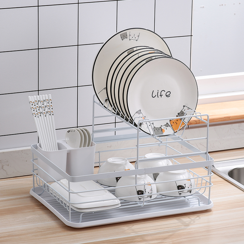 厨房置物架碗f碟碗盘收纳架沥水架家用多功能放碗架碗筷收纳盒碗
