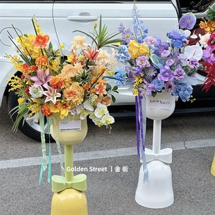 郁金香收纳落地花朵花瓶插花x摆件家居乔迁装饰花盆开业花篮架子