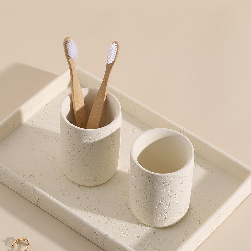 侘寂风洗b漱杯套装浴室酒店电动牙刷置物架卫生间牙杯托盘洗漱套