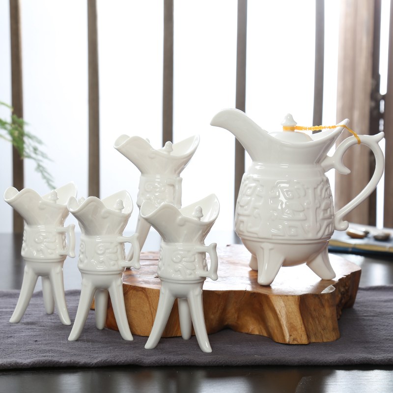 陶瓷酒具套装创意酒杯仿古代风家用白H酒清烈酒杯子酒壶中式分酒