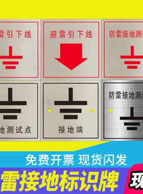 防雷接地测试点金属铝牌86盒盖板接地引下线避雷测试点不锈钢标识