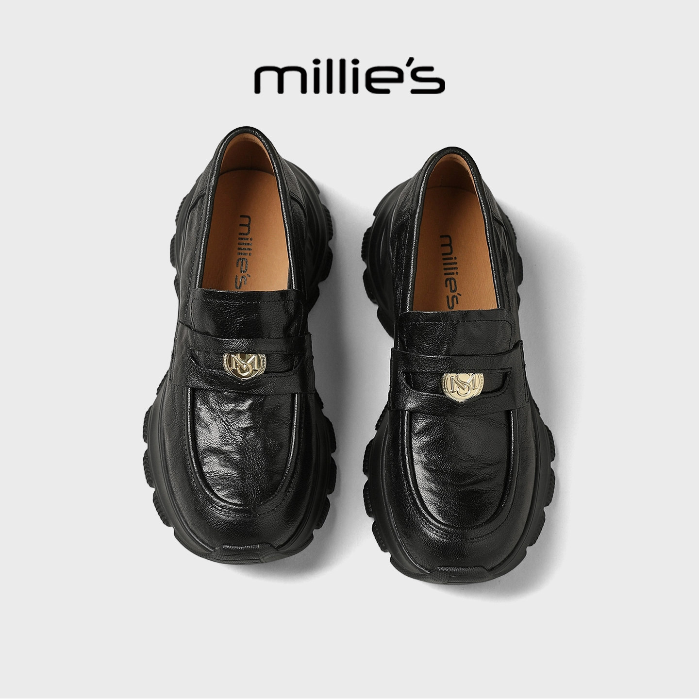 MILLIE'S/妙丽厚底乐福鞋女2026春季款一脚蹬通勤豆豆鞋百搭舒适,女鞋,乐福鞋（豆豆鞋）,淘宝优惠券,粉丝福利购,淘宝优惠卷