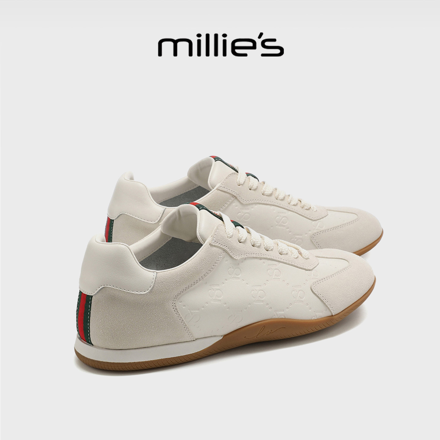 MILLIE'S/妙丽复古德训鞋女2026春季新款系带圆头平底百搭休闲鞋,女鞋,德训鞋,淘宝优惠券,粉丝福利购,淘宝优惠卷