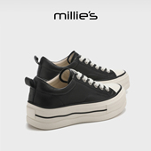 低帮小个子增高厚底帆布鞋 MILLIE 女2026春季 新款 妙丽休闲板鞋