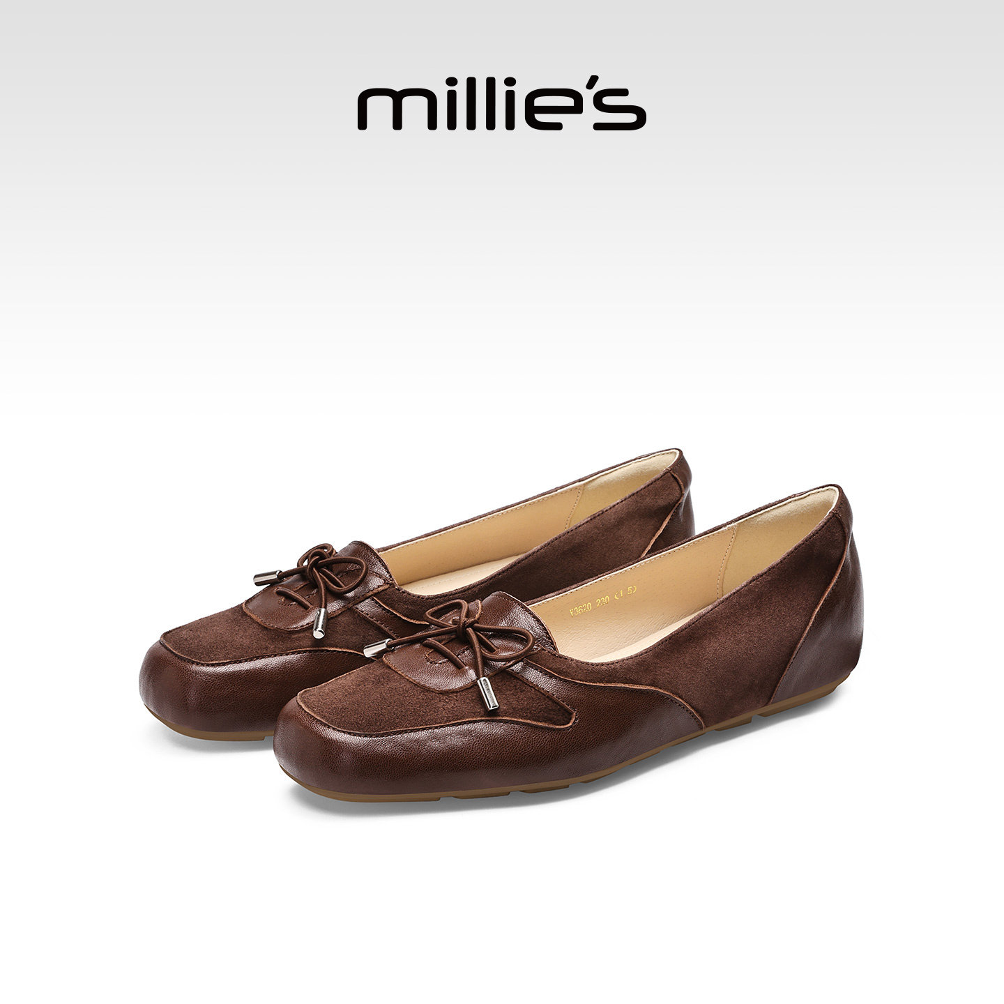 MILLIE'S/妙丽复古风女平底百搭一脚蹬豆豆鞋单鞋系带浅口乐福鞋,女鞋,乐福鞋（豆豆鞋）,淘宝优惠券,粉丝福利购,淘宝优惠卷