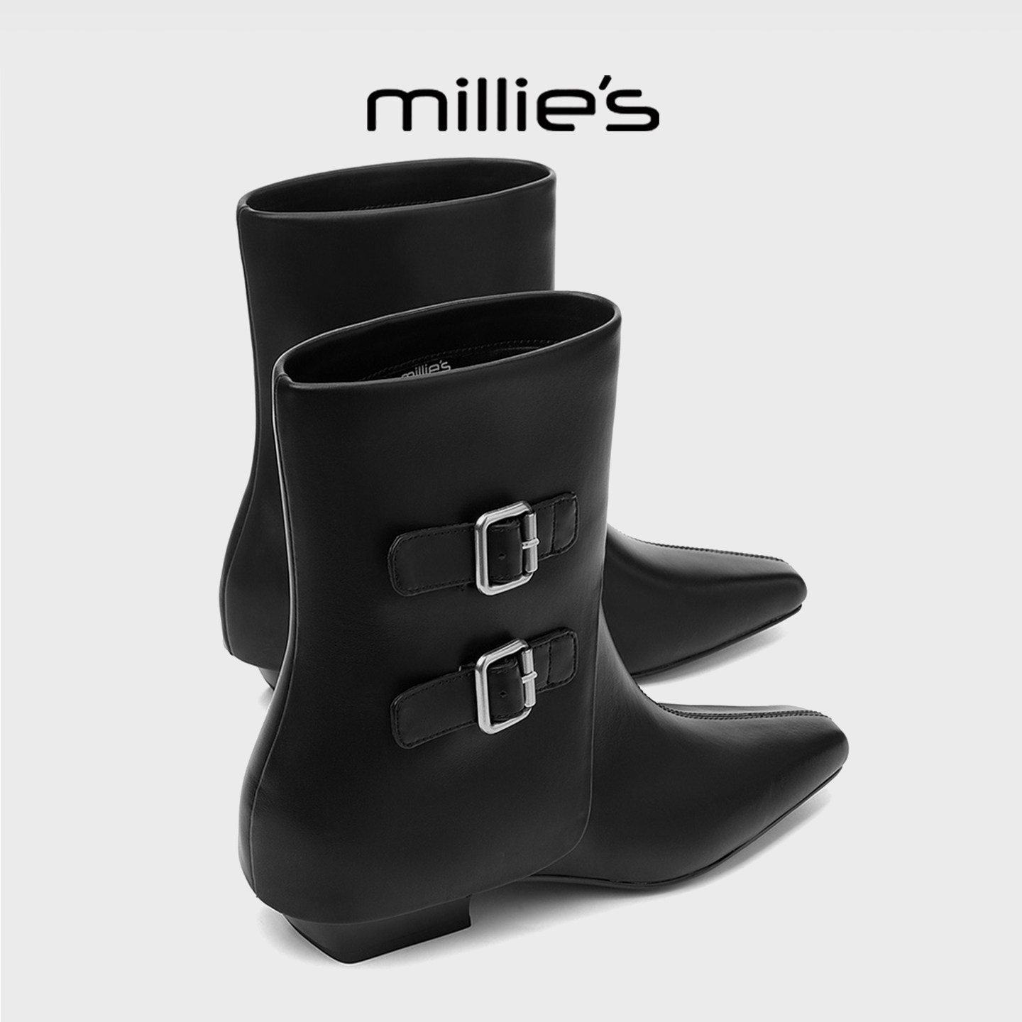 millies妙丽黑色加绒保暖骑士靴