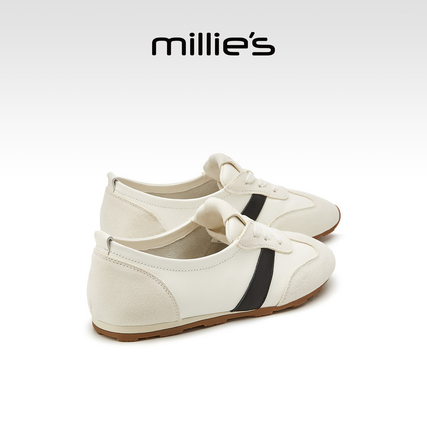 MILLIE'S/妙丽女鞋时尚百搭平底外穿休闲鞋2026通勤真皮德训鞋,女鞋,时尚休闲鞋,淘宝优惠券,粉丝福利购,淘宝优惠卷