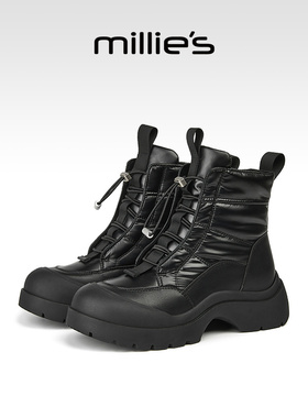 millies妙丽靴子雪地靴女款冬季加绒加厚短靴小个子增高厚底棉靴