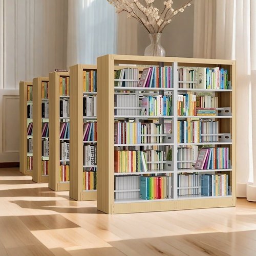 速发仿木架制书架馆学校阅览店书室双面书架资料钢档案架家用书架