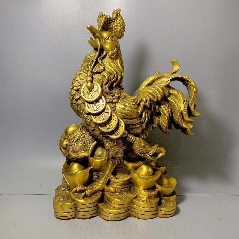 速发办铜鸡福鸡摆件鸡生肖鸡金钱铜元宝鸡如意鸡家居黄公工艺品