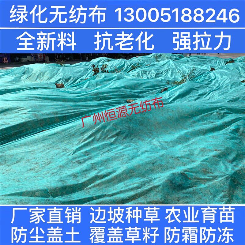 速发绿色无纺布绿化透气膜园林工地防坡盖土布草坪护尘边坡植草无