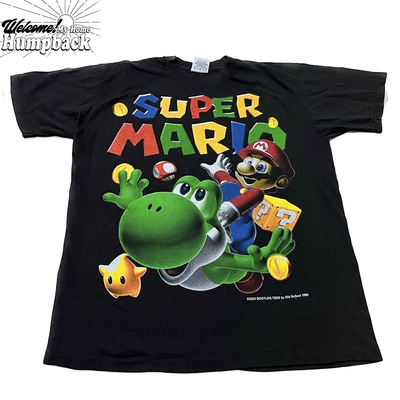 T恤宝藏库！可爱卡通马里奥潮牌高街少年感小众vintage黑色短袖
