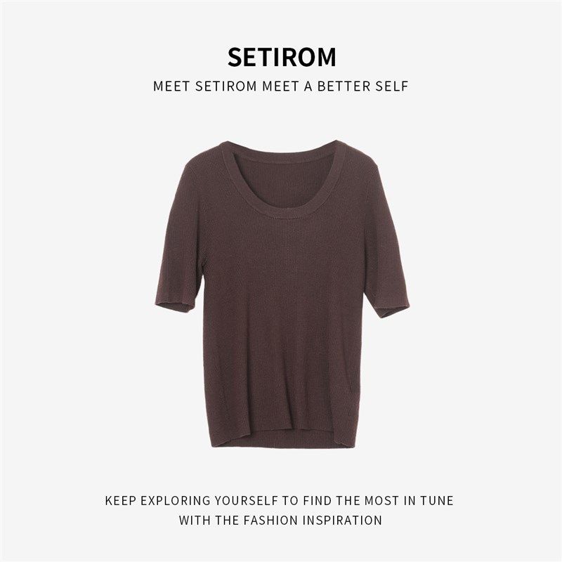 西町村屋休闲极简针织衫女装秋冬新款复古短袖百搭小衫XH9C10241