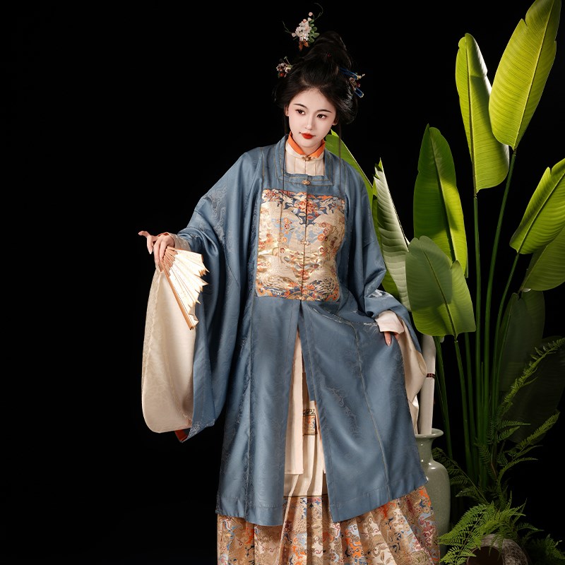 山迟【鸾羽】汉服明制凤凰春秋冬定织锦妆花缀补比甲马面对大襟