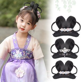 儿童发髻发箍汉服假发古风头饰古装假发包盘发发髻垫发女童套装