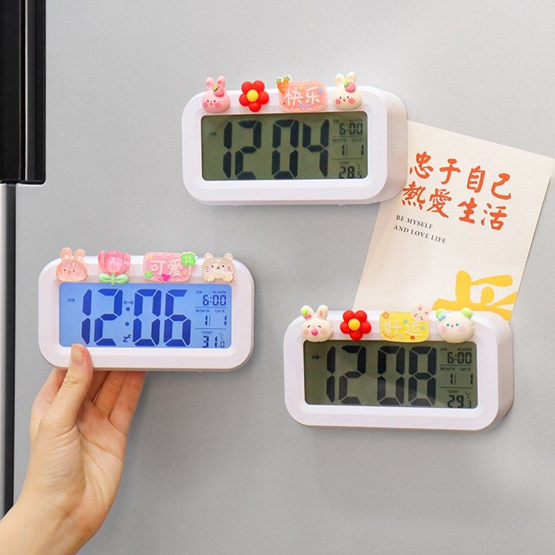 儿童闹钟学生专用起床神器创意磁性贴冰箱贴智能电子摆台式时钟,家居饰品,冰箱贴,淘宝优惠券,粉丝福利购,淘宝优惠卷