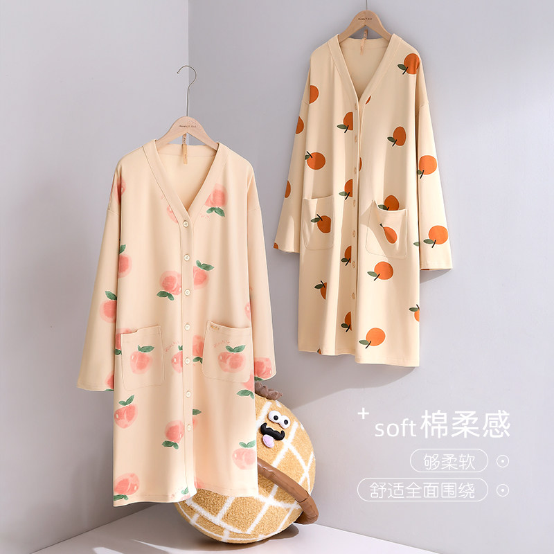 家乐芬睡裙女士睡衣春秋款秋季长袖纯棉薄款夏季开衫长款衬衫大码,女士内衣/男士内衣/家居服,睡袍/浴袍,淘宝优惠券,粉丝福利购,淘宝优惠卷