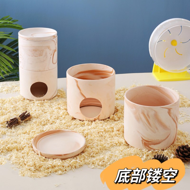 红陶盆仓鼠窝降温冰屋金丝熊夏天透气置放冰袋散热套装躲避屋造景