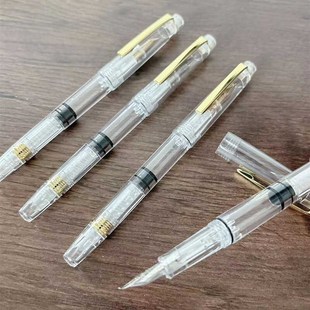 大容量吸墨透明杆弯尖美工钢笔明尖硬笔书法教师批改作业红钢笔