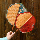 竹编大漆扇复古手工青蓖扇麈尾团扇夏季 圆形芭蕉扇文人古风舞蹈扇