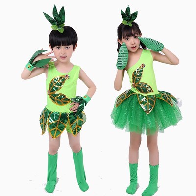 儿童演出服小草小禾苗舞台卡通表演服装六一幼儿男女童树叶造型服