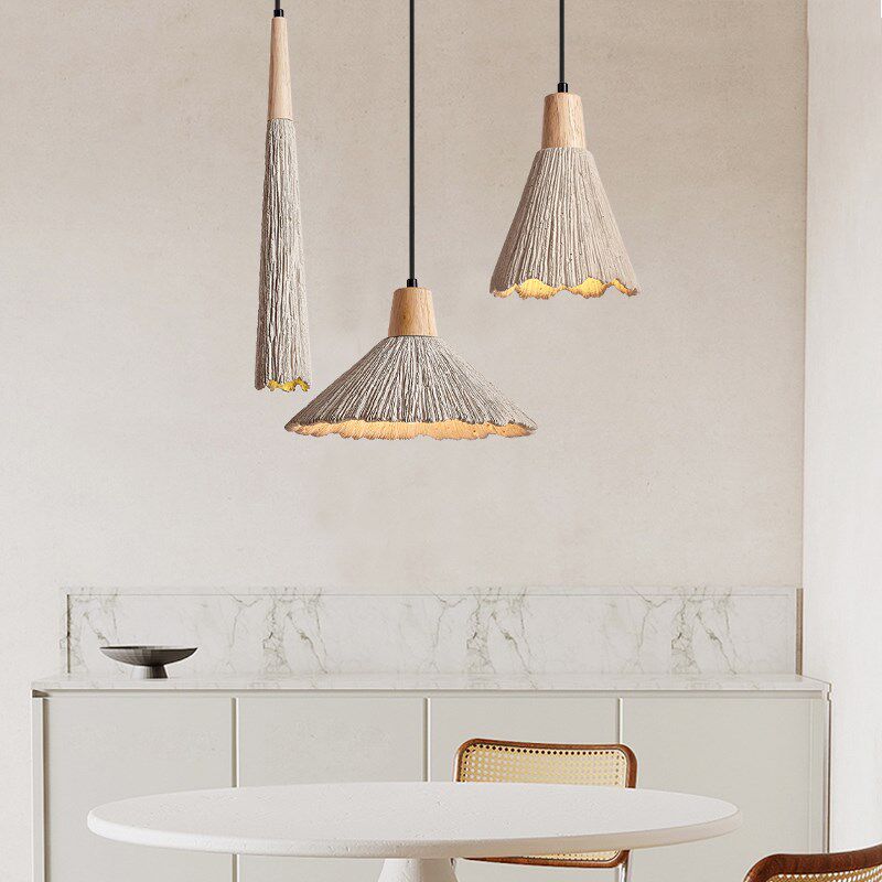 侘寂风新中式创意卧室床头灯简约设计师餐厅岛台新款奶油风小吊灯