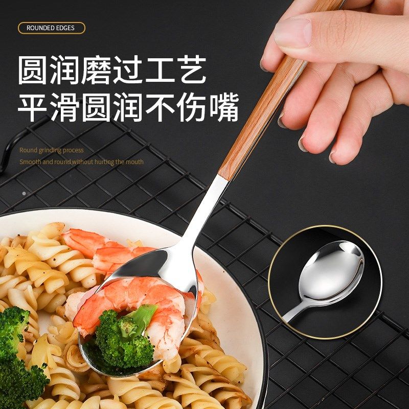 不锈钢便捷式餐具筷子勺子叉子套装上班族学生三件套单人木筷收纳