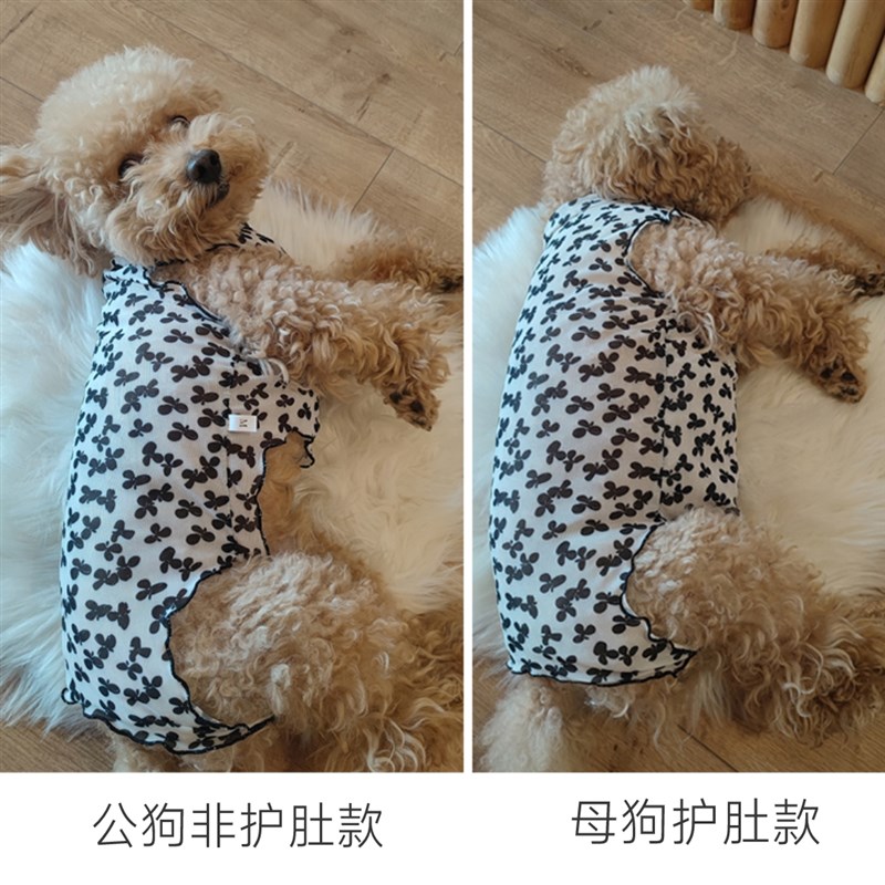 夏季薄款狗狗防晒防尘衣服母狗包肚子网纱背心洞洞高弹面料木耳边