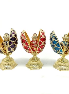 欧式家居摆件装饰品俄罗斯彩蛋蛋中蛋摆件伯明翰鸡蛋首饰盒包邮