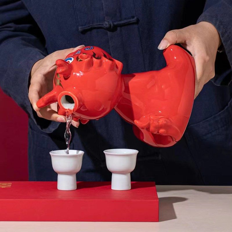 景德镇陶瓷酒瓶酒坛酒杯酒壶酒具白酒密封家用定制生肖龙酒器1斤