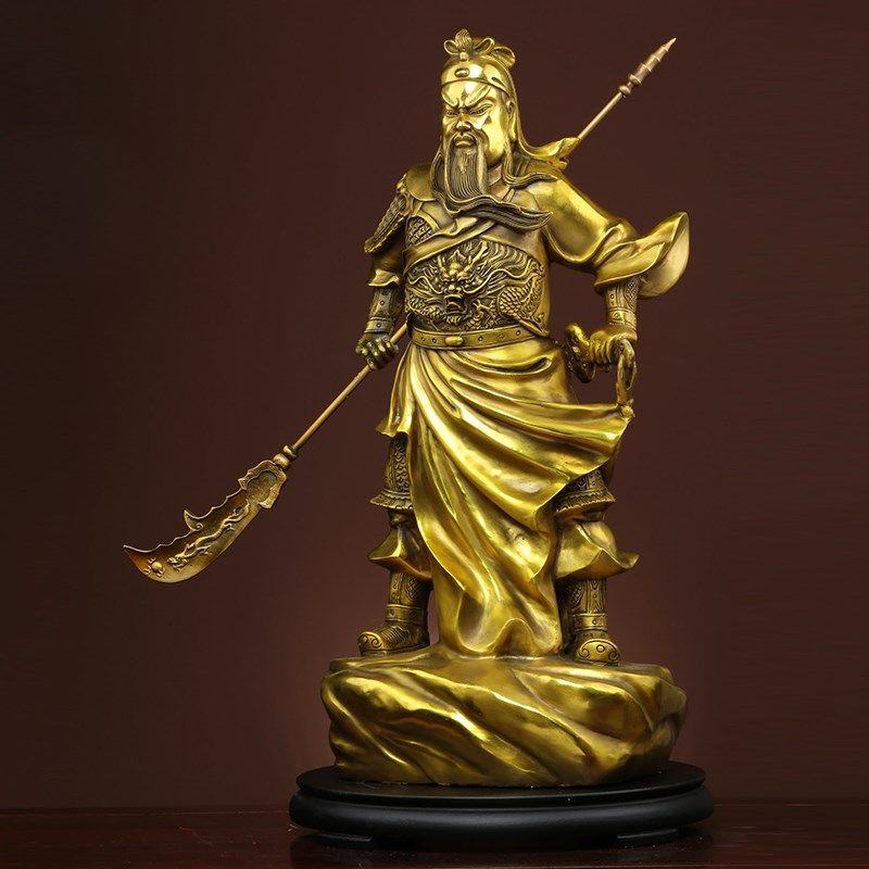 纯黄铜关公摆件客厅立刀关公像横刀武财神像家用供奉神像佛像大号,家居饰品,装饰摆件,淘宝优惠券,粉丝福利购,淘宝优惠卷