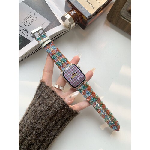 莫达尔秋冬毛呢表带适用applewatch3456789代s10s9s8iwatch苹果