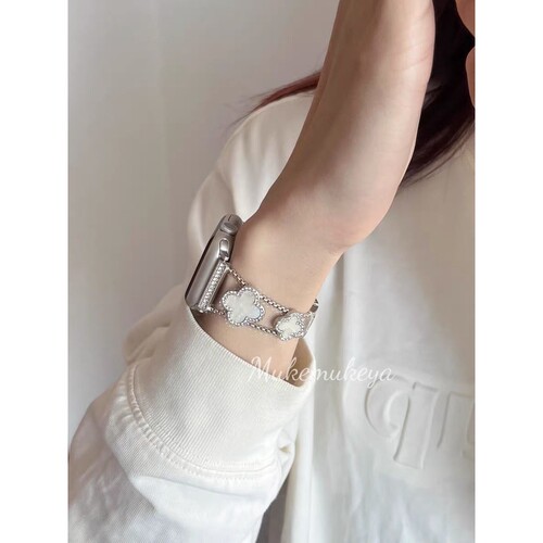 四叶草金属适用苹果ApplewatchS11表带小香风iwatch10987SE链女款