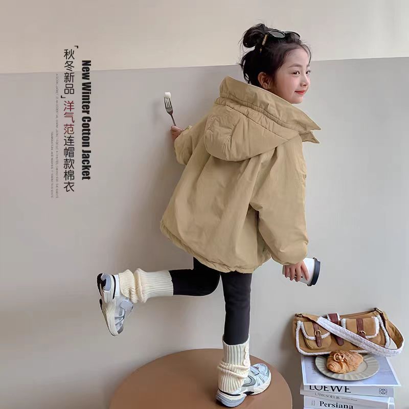 女童棉服2025冬季新款儿童冬装加厚棉衣女孩宽松日系复古工装外套