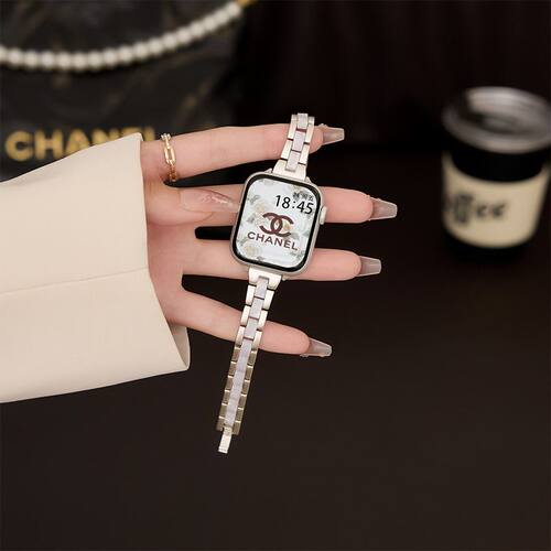 适用苹果手表S11金属拼接树脂表带iWatchS10高级感APPlewatch女生