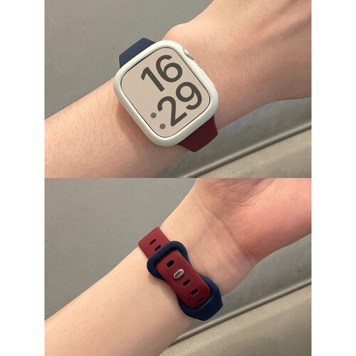适用小米手环98pro蝴蝶扣硅胶表带华为fit4撞色苹果S10红米watch5