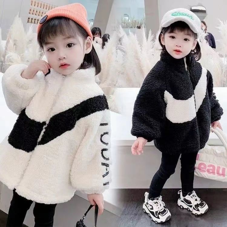 2022年新款男女童秋冬款羊羔绒洋气外套加厚毛毛衣