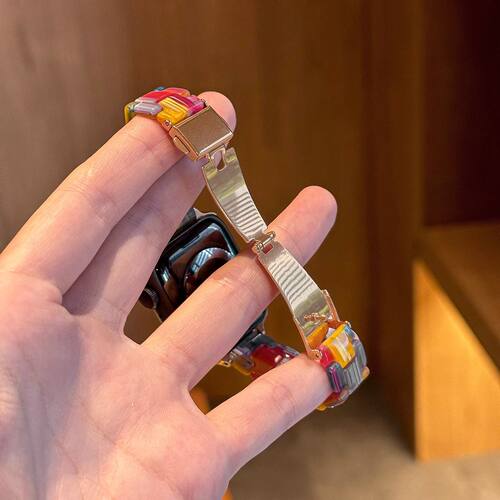 彩虹糖树脂三株表带适用iwatchS9苹果手表S10夏季透气华为FIT4pro