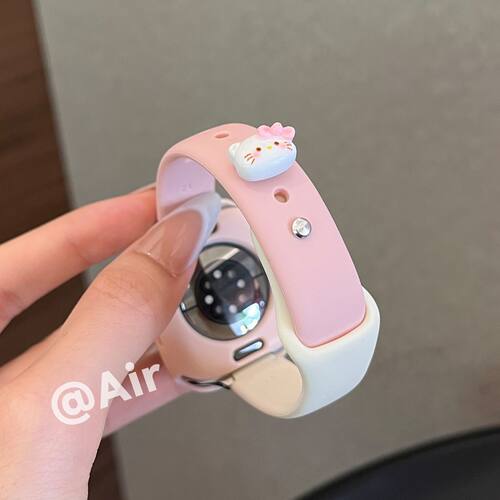 KT猫适用iwatch手表带苹果s10/9/8代applewatch硅胶新款夏透气女