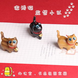 速发件匠工艺黑檀绿檀崖舍木小猫摆巧办公室宿柏桌面摆件