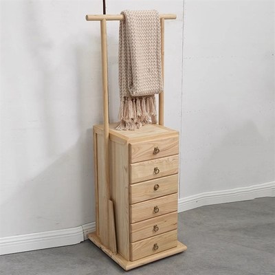 速发新中式实民挂衣架五斗柜提盒多功能衣帽架样板木酒店间宿家具